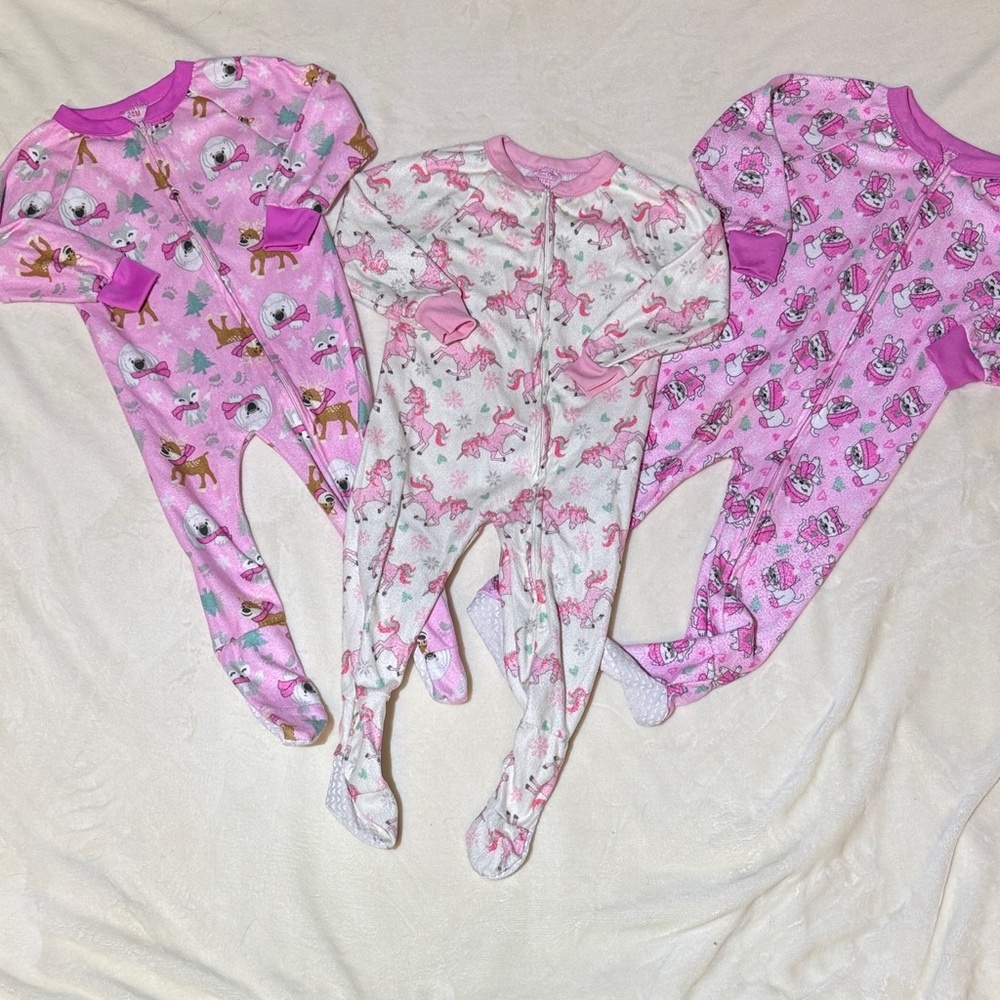 Set of Three Footie Pajamas by Mon Petit